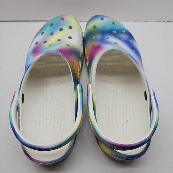 CROCS Mens US Size 11 Classic Tie Dye Clogs #207556 Water Friendly Solar Rainbow - Picture 6 of 8
